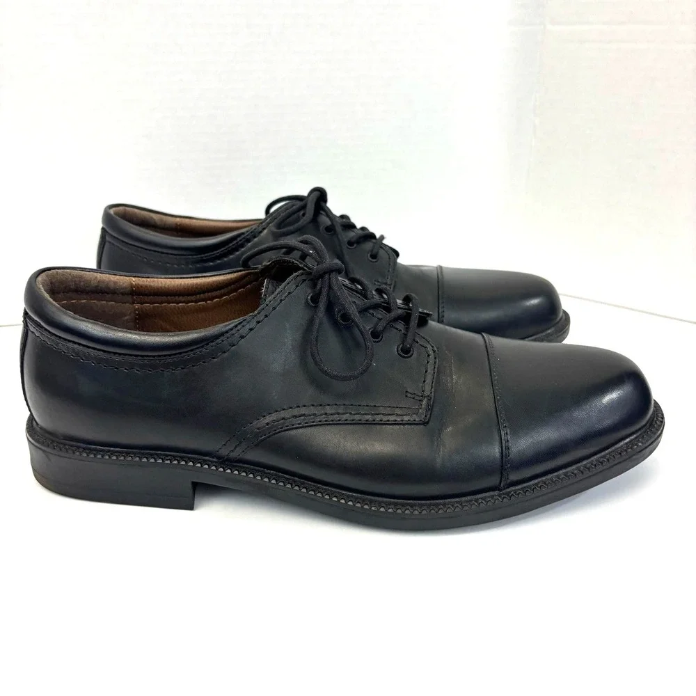 Dockers Cap Toe Derby Dress Shoes Mens Size 14W Black Leather Comfort Cushion
